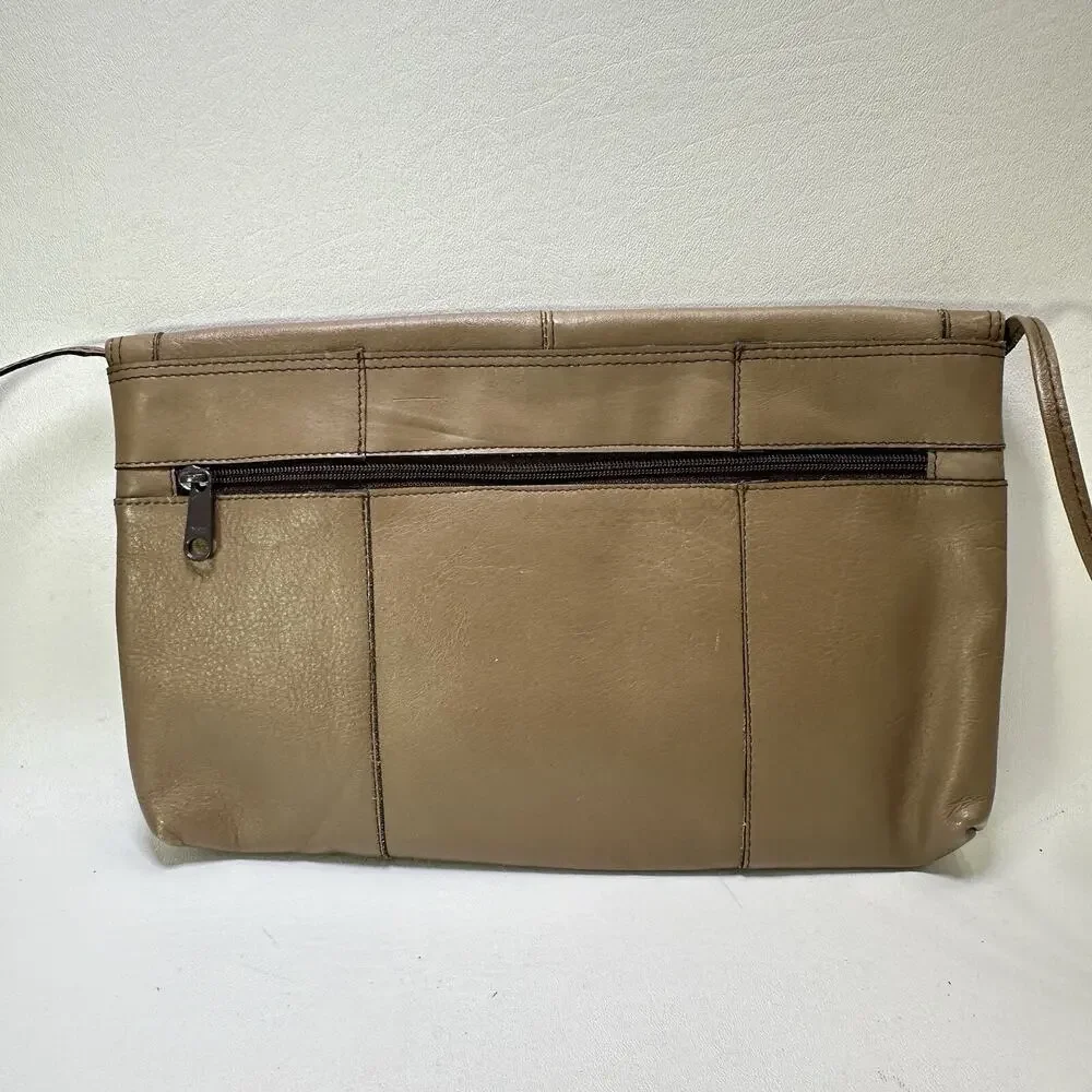 Vtg B Young Handbag Women S Brown Leather Envelope Clutch Purse Shoulder Bag